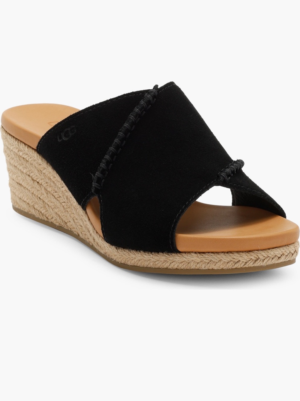 UGG taia Black Suede Wedge Espadrille Slide